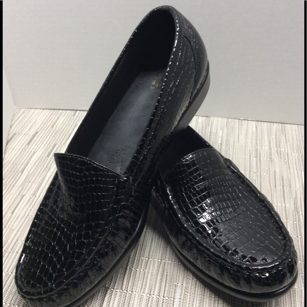 SAS Black Patent Leather Loafers, 9 W